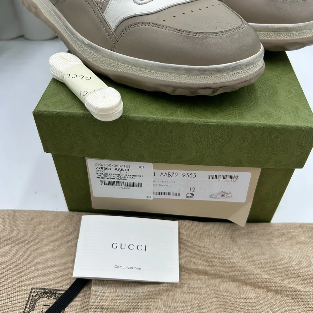 Men's Gucci Mac 80 Dune beige low top sneakers size 12 made in Italy